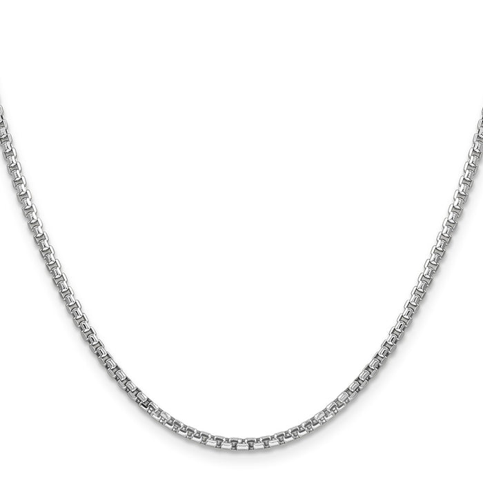 Shop 14K White Gold 24-Inch Box Chain, 2.45mm Links - Stylish & Durable!-2