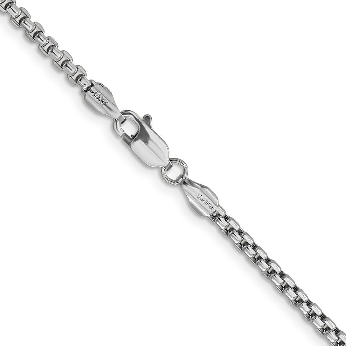 Shop 14K White Gold 24-Inch Box Chain, 2.45mm Links - Stylish & Durable!-3