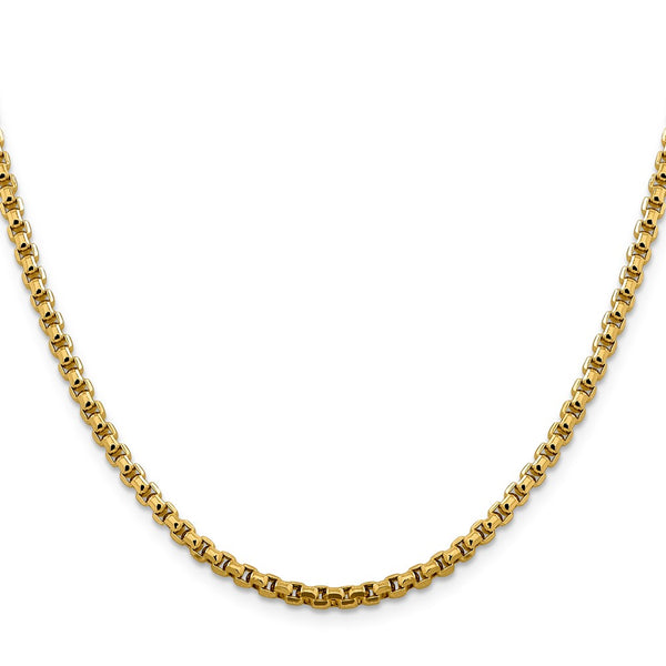14K Gold 3.6mm Round Box Chain - Lobster Clasp