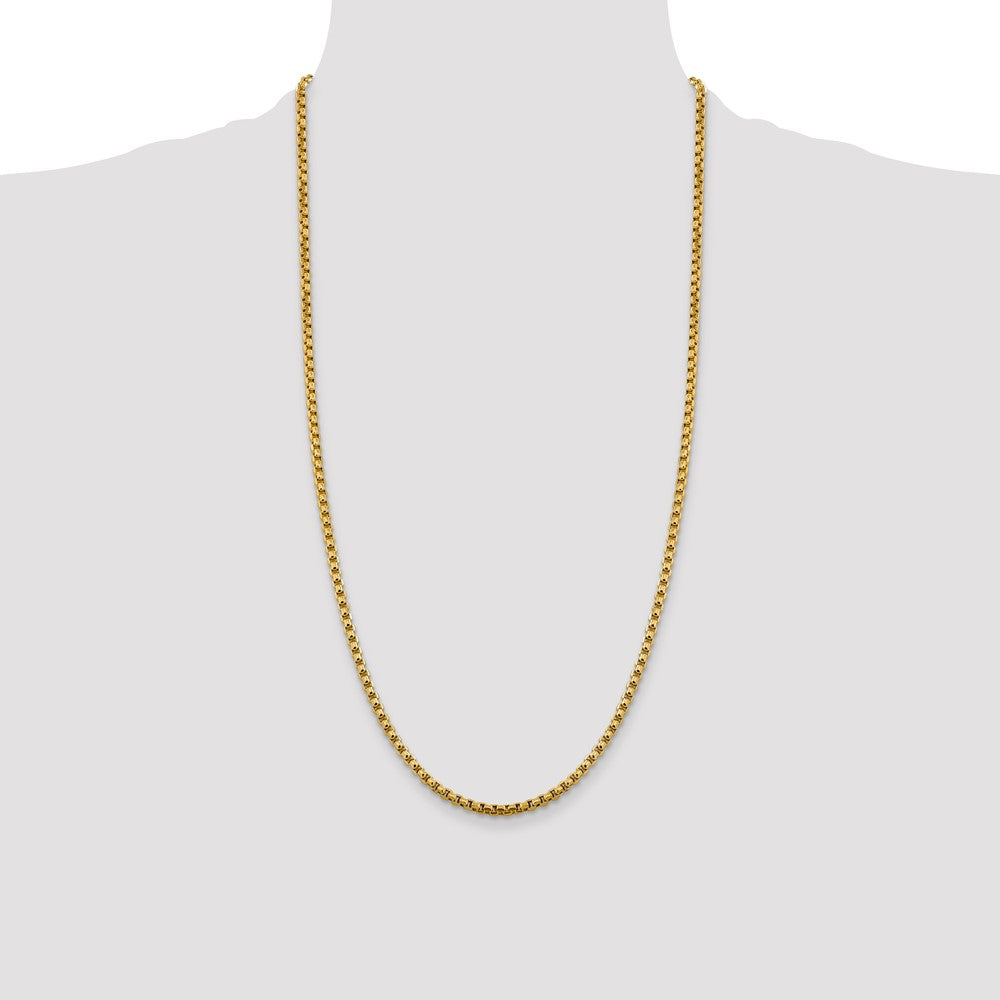 High-Quality 14K Gold 28-Inch 3.6mm Box Chain - Stylish Lobster Clasp Accessory