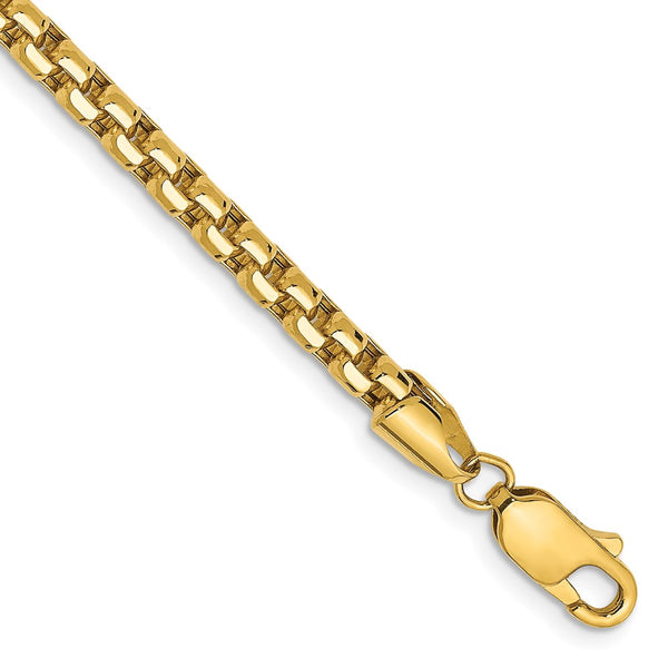 14K Gold Semi-Solid Round Box Bracelet