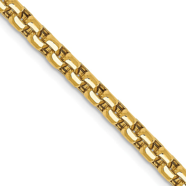 14K Gold 3.6mm Round Box Chain - Lobster Clasp