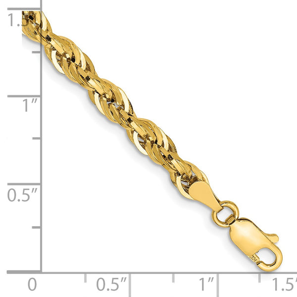 14K Gold 8-Inch Semi-Solid Rope Chain - 4.25mm Links