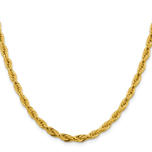 Shop Stylish 24-Inch 4.75mm 14K Gold Semi-Solid Rope Chain - Luxury Value!