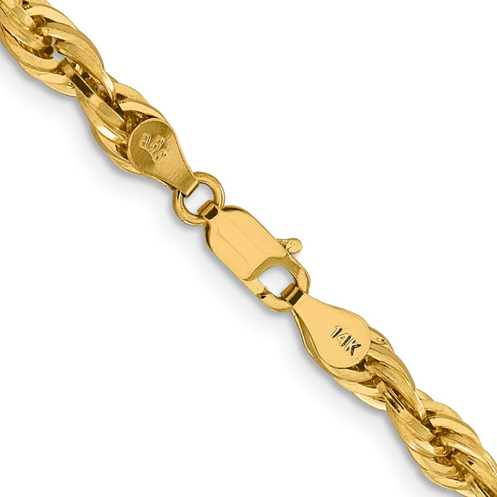 Shop Stylish 24-Inch 4.75mm 14K Gold Semi-Solid Rope Chain - Luxury Value!-3