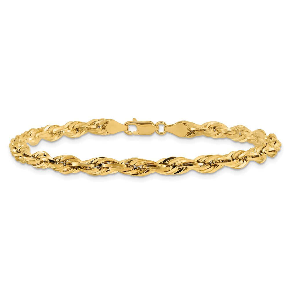 Shop 14K Gold 7-Inch Semi-Solid Rope Chain | Stylish 4.75mm Links, Luxury
