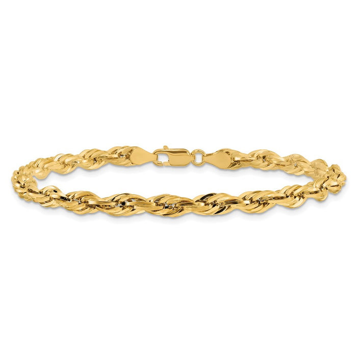 Shop 14K Gold 7-Inch Semi-Solid Rope Chain | Stylish 4.75mm Links, Luxury-3