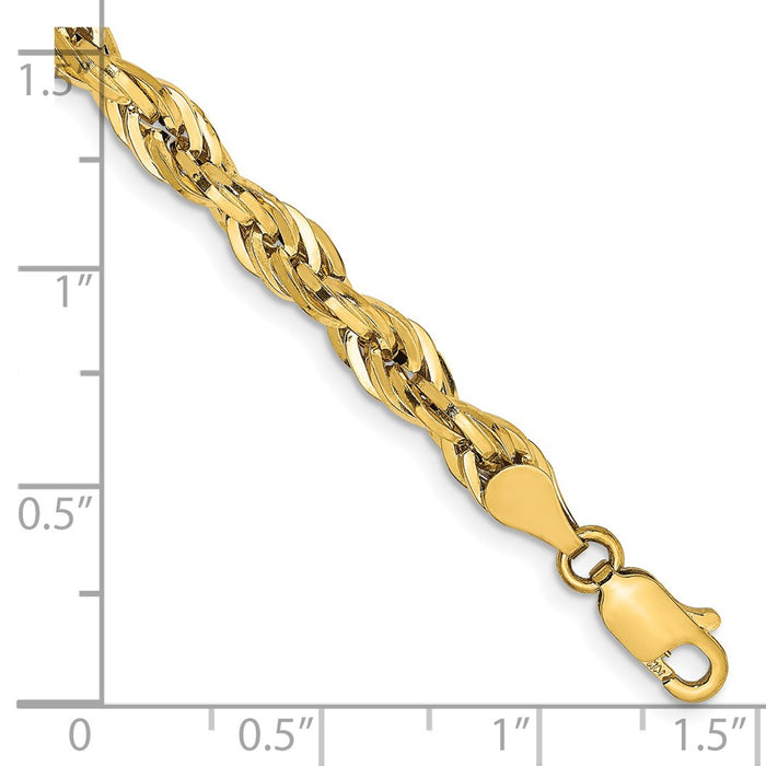 Shop 14K Gold 7-Inch Semi-Solid Rope Chain | Stylish 4.75mm Links, Luxury-2