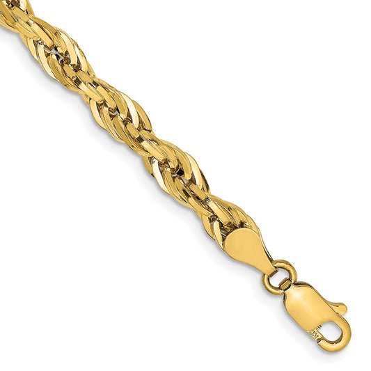 Shop 14K Gold 7-Inch Semi-Solid Rope Chain | Stylish 4.75mm Links, Luxury