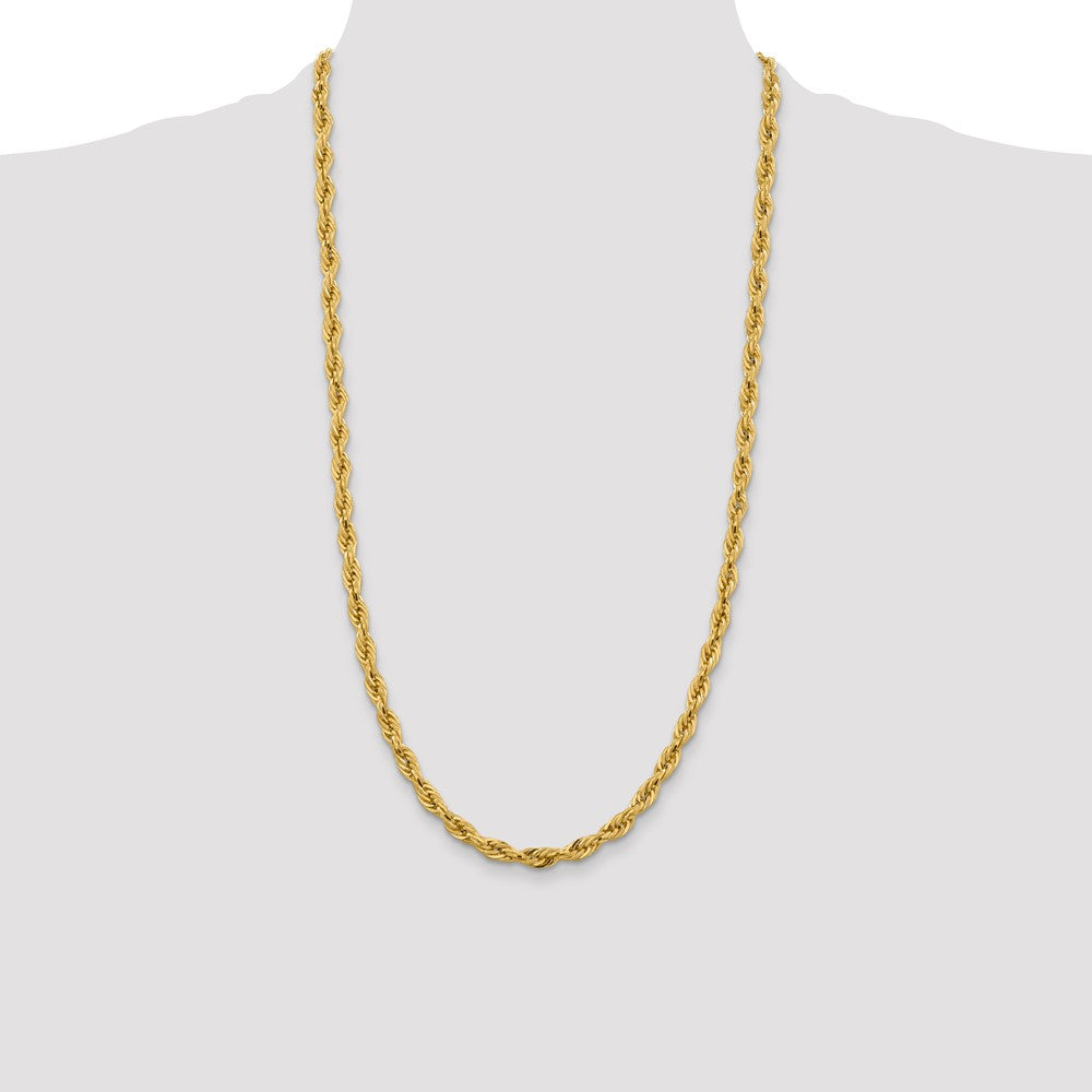 Buy 14K Gold 28-Inch Semi-Solid Rope Chain, Stylish 5.4mm Links, Luxury!