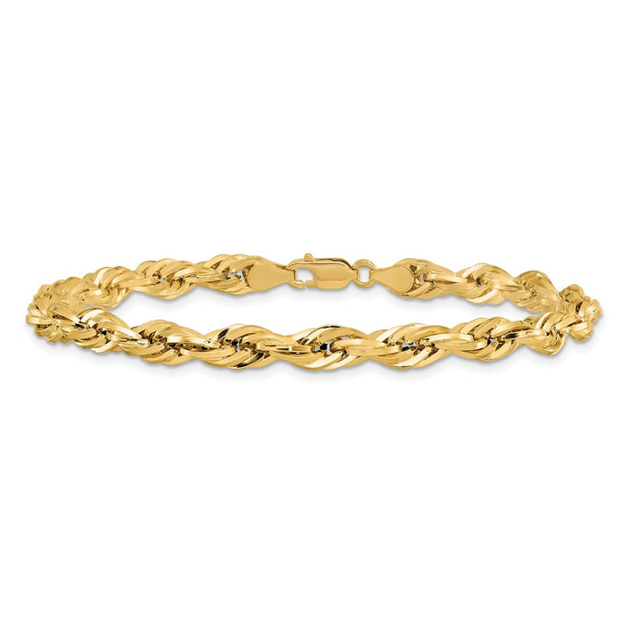 Shop 14K Gold 8-Inch 5.4mm Semi-Solid Rope Chain - Stylish Luxury Accessory-3