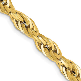 Buy 14K Gold 28-Inch Semi-Solid Rope Chain, Stylish 5.4mm Links, Luxury!