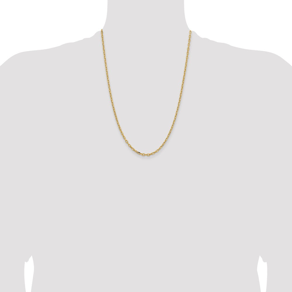 Shop Stylish 14K Yellow Gold 24" Diamond-Cut 3mm Open Link Chain - Luxury Quality