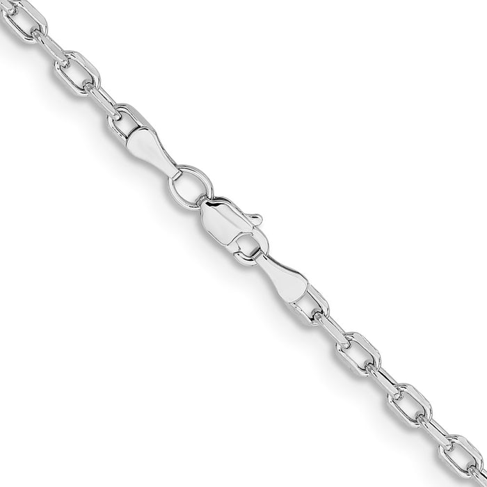 Buy 14K White Gold 3mm Semi-Solid D/C Open Link Cable Chain Necklace - Stylish Value-3