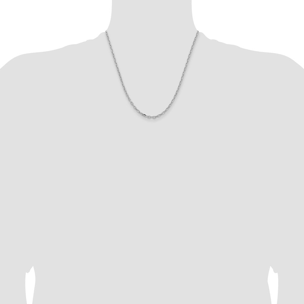 Buy 14K White Gold 3mm Semi-Solid D/C Open Link Cable Chain Necklace - Stylish Value