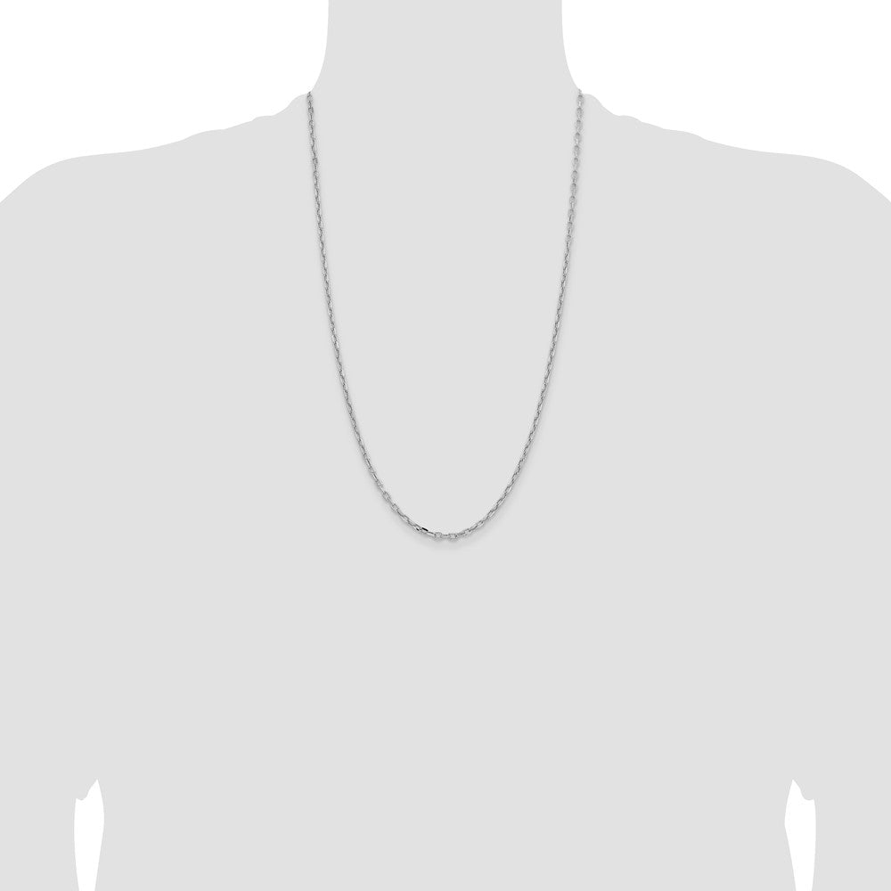 Buy 14K White Gold 3mm Semi-Solid Open Link Cable Chain Necklace - Stylish Value!