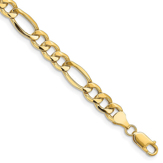 Designer 14K Gold 7-Inch Figaro Bracelet - Luxury 8.5mm Links & Lobster Clasp