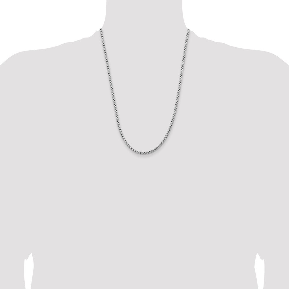 Buy 14K White Gold 24-Inch 3.6mm Semi-Solid Round Box Chain - Stylish & Durable