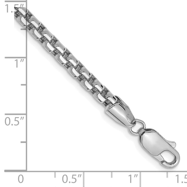 14K White Gold Box Bracelet - 3.6mm Links