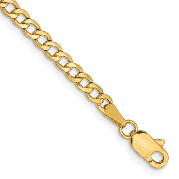 14K Gold 8-Inch Semi-Solid Curb Bracelet - 2.85mm Links