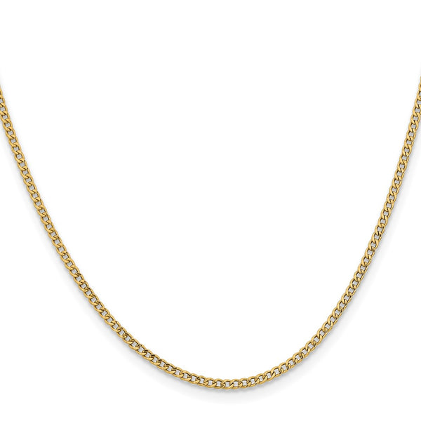 14K Gold 20-Inch Semi-Solid Curb Chain, 1.85mm