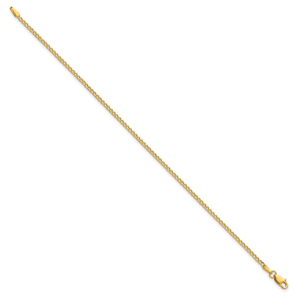 14K Gold 7-Inch Semi-Solid Curb Bracelet - 1.85mm Links