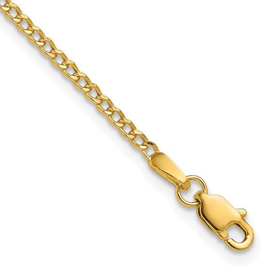 Order Stylish 14K Gold 7-Inch Semi-Solid Curb Bracelet - 1.85mm Links