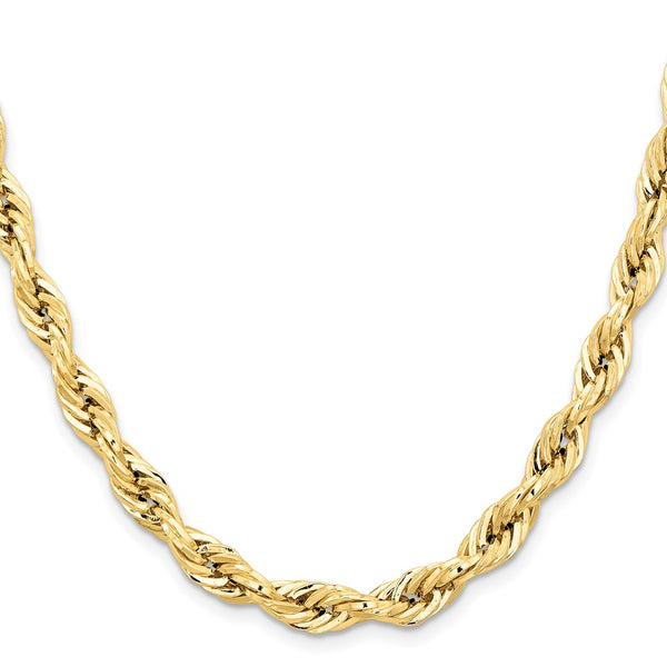14K Gold 7mm Semi-Solid Rope Chain