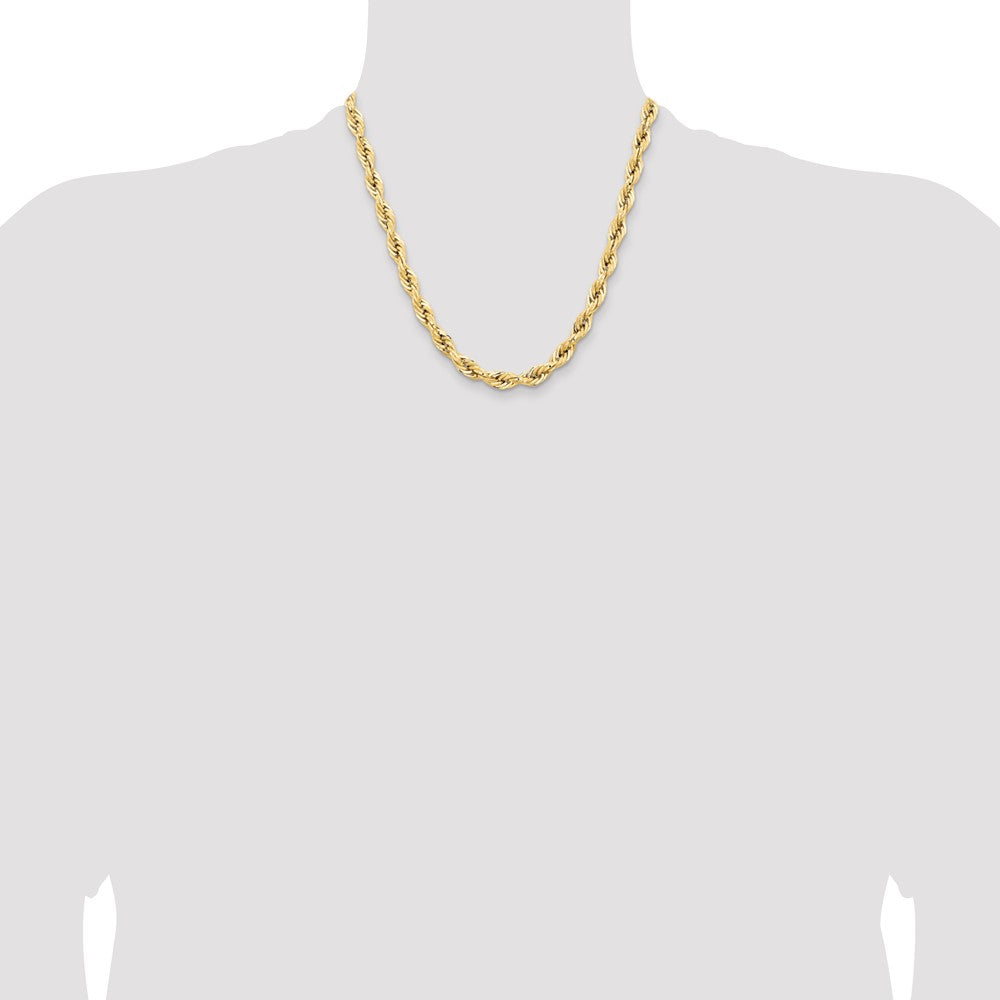 Shop Luxury 14K Gold Semi-Solid Rope Chain 20-Inch, 7mm - Stylish & Durable