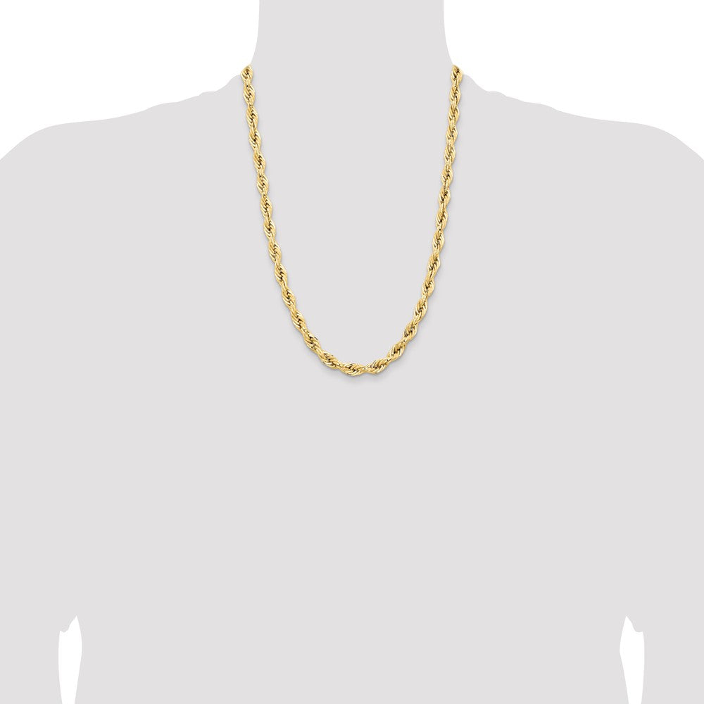 Shop 14K Gold 24-Inch 7mm Semi-Solid Rope Chain - Stylish Luxury Accessory
