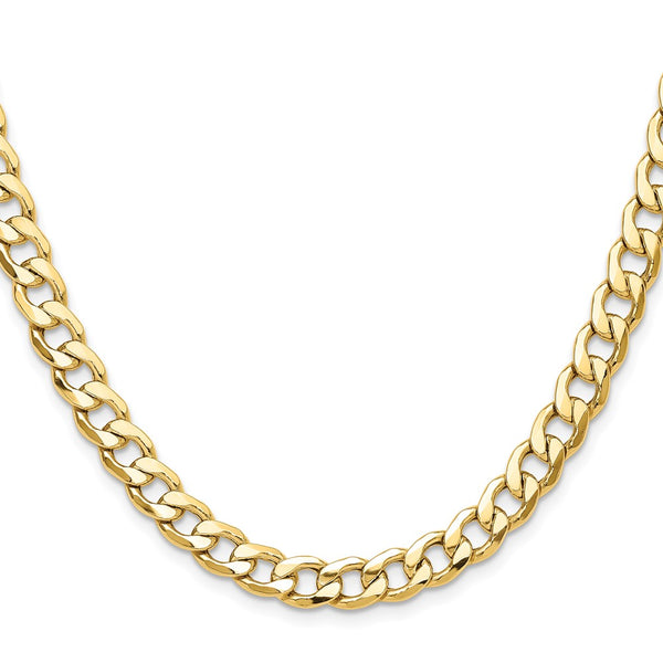 14K Gold 7.5mm Semi-Solid Curb Chain Necklace
