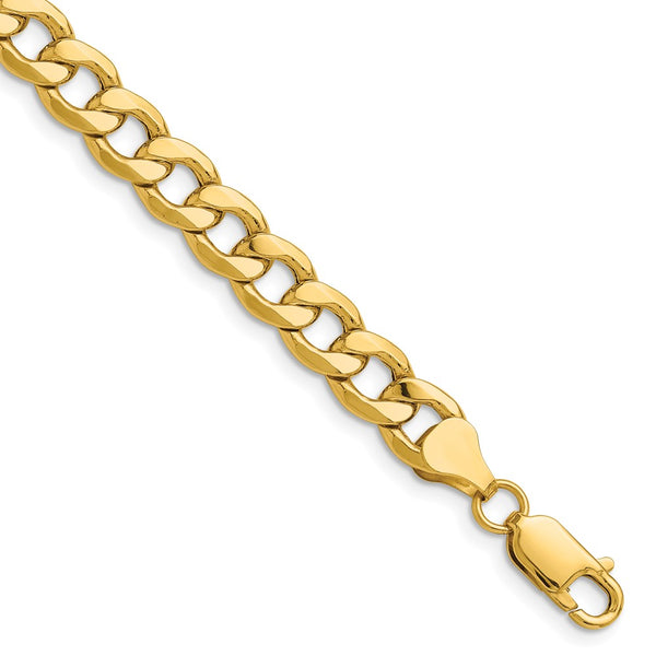 14K Gold 7.5mm Semi-Solid Curb Chain