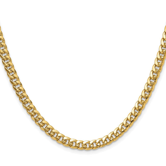 Shop Stylish 14K Gold 5.25mm Semi-Solid Miami Cuban Link Chain - Luxury Value!
