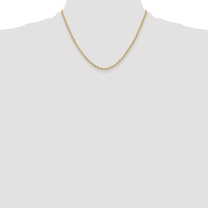 Buy 14K Yellow Gold 2.5mm Semi-Solid Rope Chain - Stylish & Affordable Luxury-4