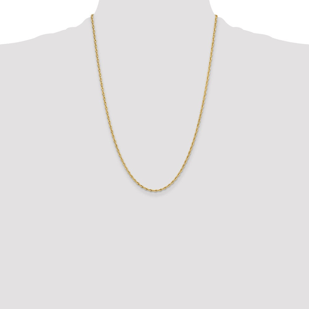 Buy 14K Yellow Gold 2.5mm Semi-Solid Rope Chain - Stylish & Durable Design