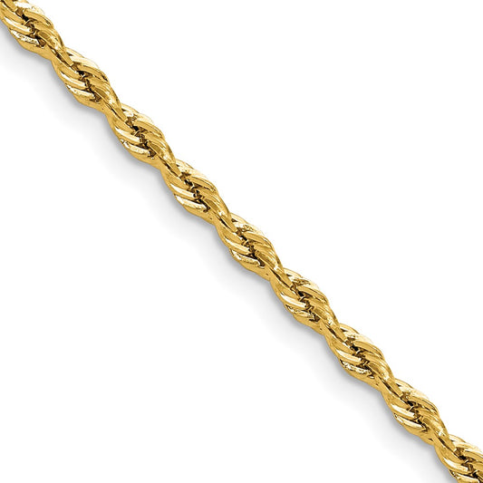Buy 14K Yellow Gold 2.5mm Semi-Solid Rope Chain - Stylish & Durable Design