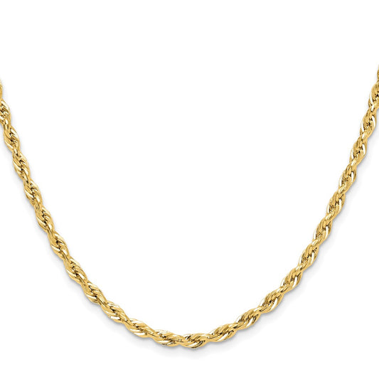 High-Quality 14K Yellow Gold 3.5mm Semi-Solid Rope Chain - Stylish Value!