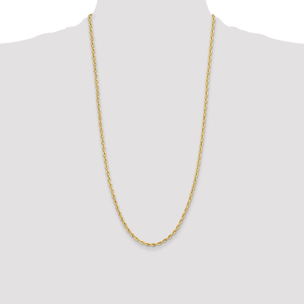 High-Quality 14K Yellow Gold 3.5mm Semi-Solid Rope Chain - Stylish Value!