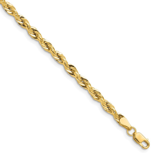 Exclusive 14K Yellow Gold 3.5mm Semi-Solid Rope Chain - Stylish Value!