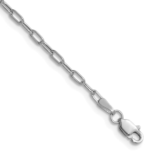 14K White Gold 2.2mm Beveled Paperclip Necklace