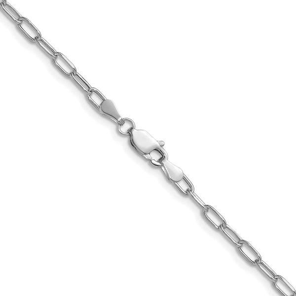3.0mm 14K White Gold Semi-Solid Beveled Paperclip Chain