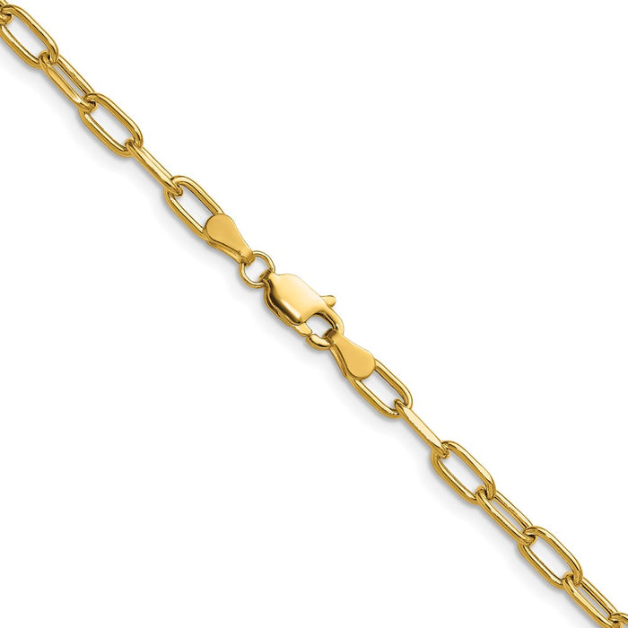 Buy Stylish 14K Gold 3.7mm Semi-Solid Beveled Paperclip Chain Necklace-3