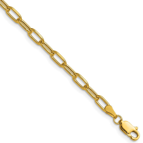 14K Gold 3.7mm Semi-Solid Beveled Paperclip Chain Necklace - Style GR1-1001552
