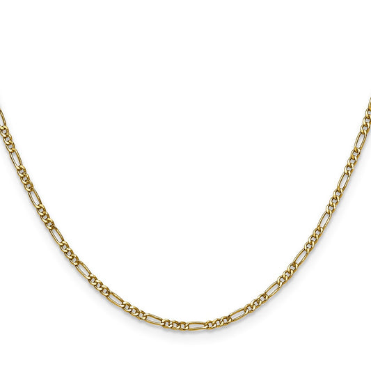 Buy Stylish 14K Gold 1.9mm Semi-Solid Figaro Chain Necklace - Affordable Luxury!