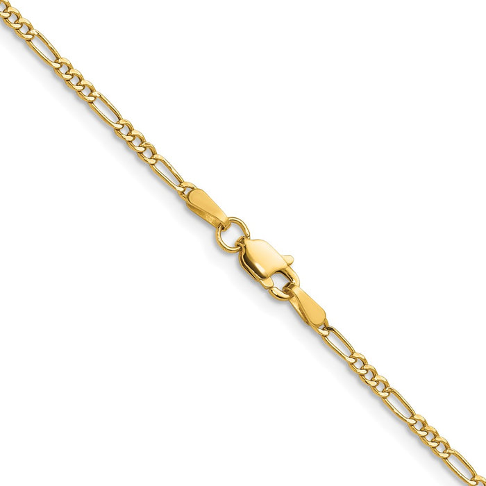 Buy Stylish 14K Gold 1.9mm Semi-Solid Figaro Chain Necklace - Affordable Luxury!-3