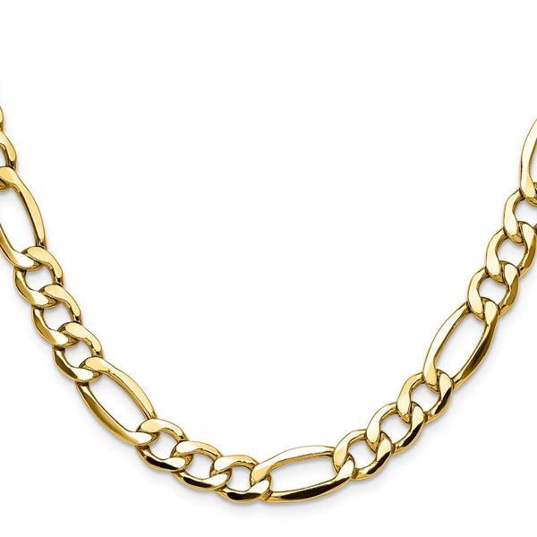 14K Gold 9.4mm Semi-Solid Figaro Link Chain