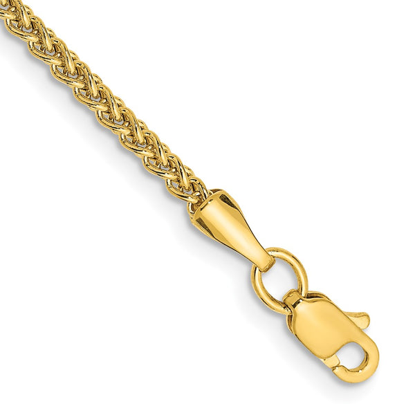14K Gold 10-Inch 2mm Wheat Chain Anklet