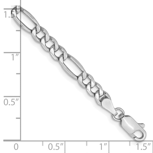 14K White Gold Figaro Bracelet - 8-Inch, 4.4mm
