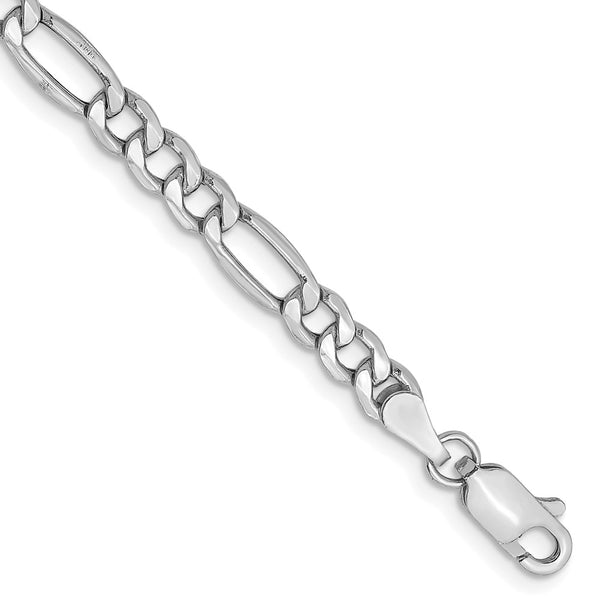 14K White Gold Figaro Bracelet - 8-Inch, 4.4mm