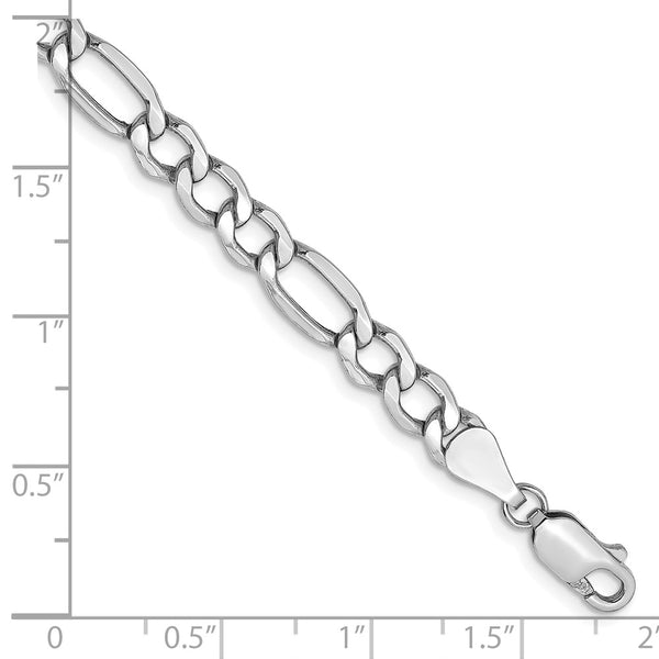 14K White Gold Figaro Bracelet 5.75mm Links